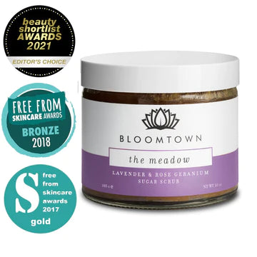 Bloomtown Sugar Scrub: The Meadow (Lavender & Rose Geranium) 285g
